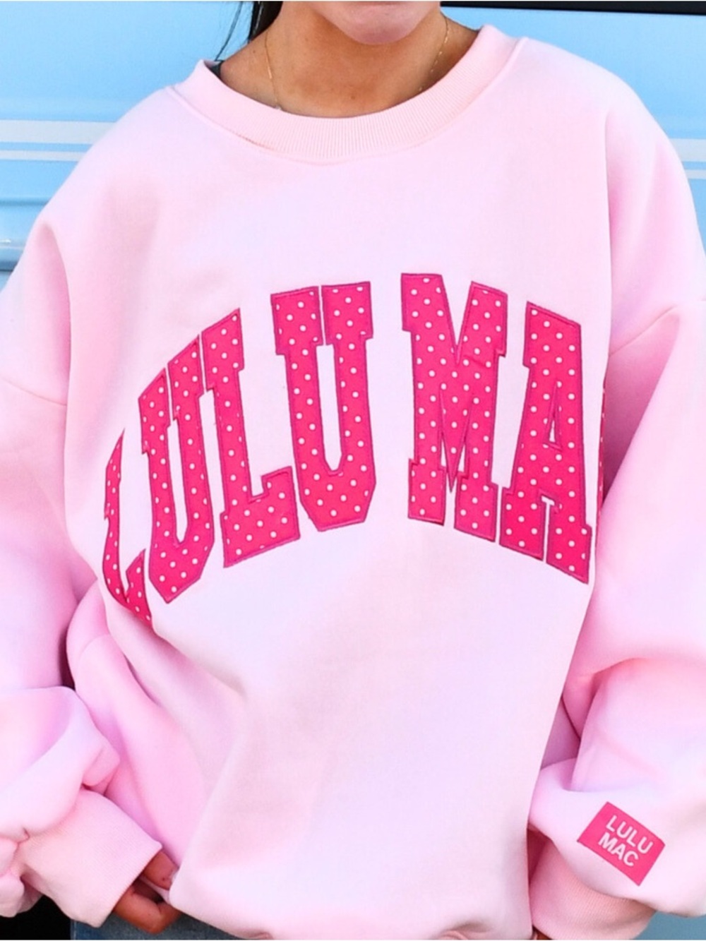 Lulu Mac Light Pink And Hot Pink Polka Dot Sweatshirt